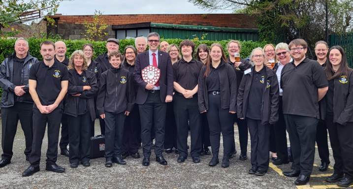 Long Eaton Silver Prize Band holding NEMBBA award